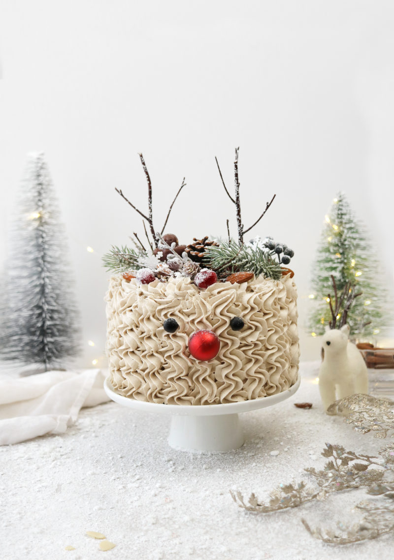 Vegan Brown Butter Reindeer Christmas Cake