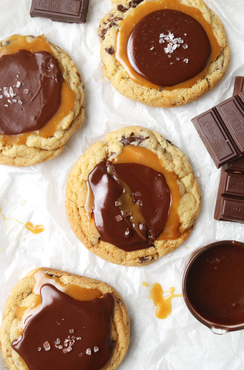 Vegan Twix Crumbl Cookies
