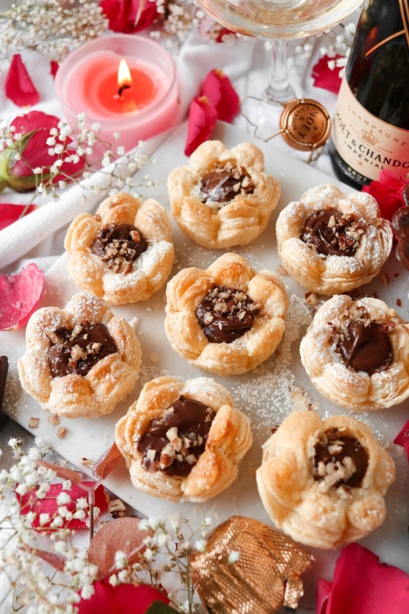 Vegan Nutella Puff Pastry Flowers