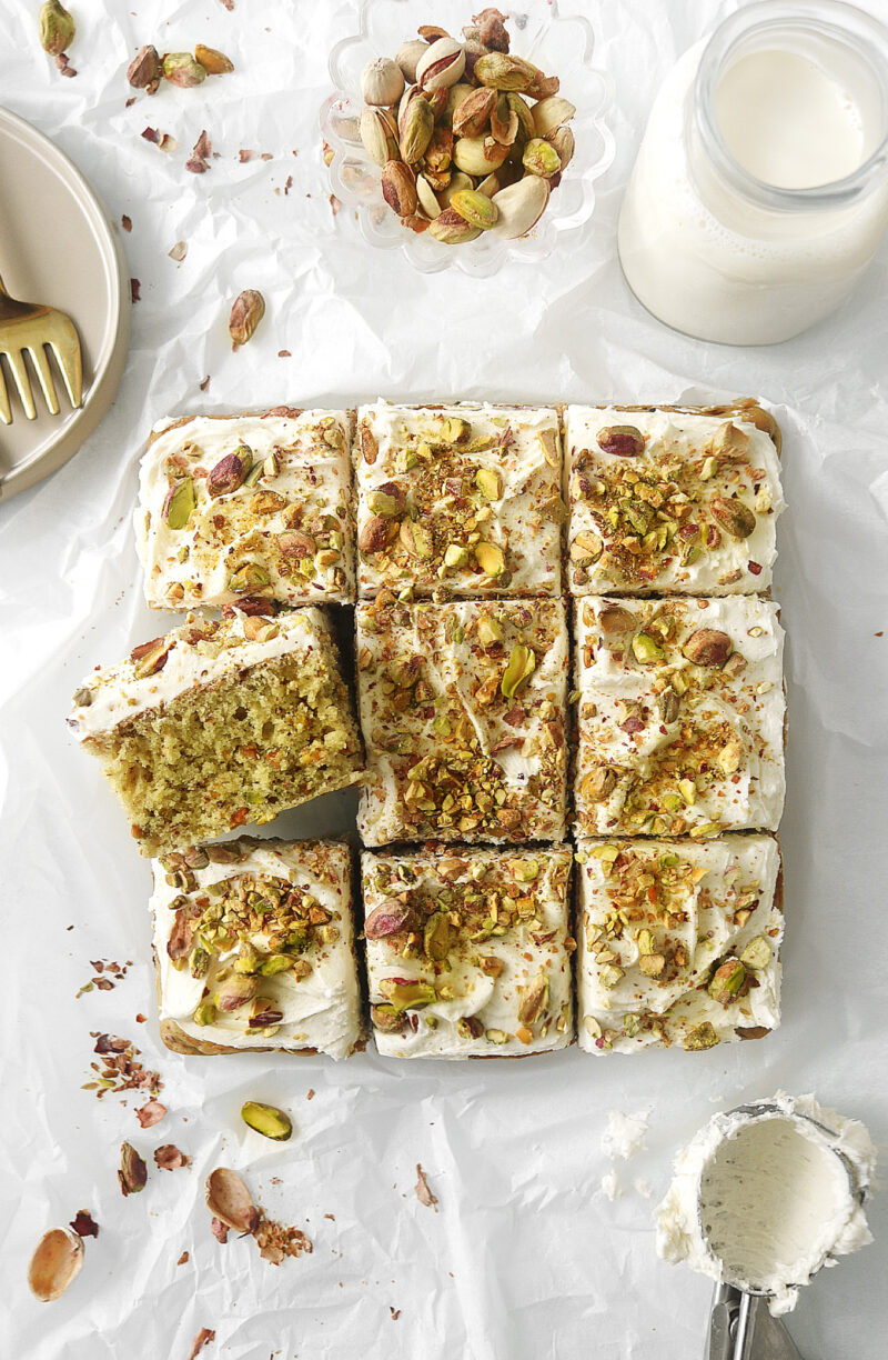 Vegan Pistachio Sheet Cake