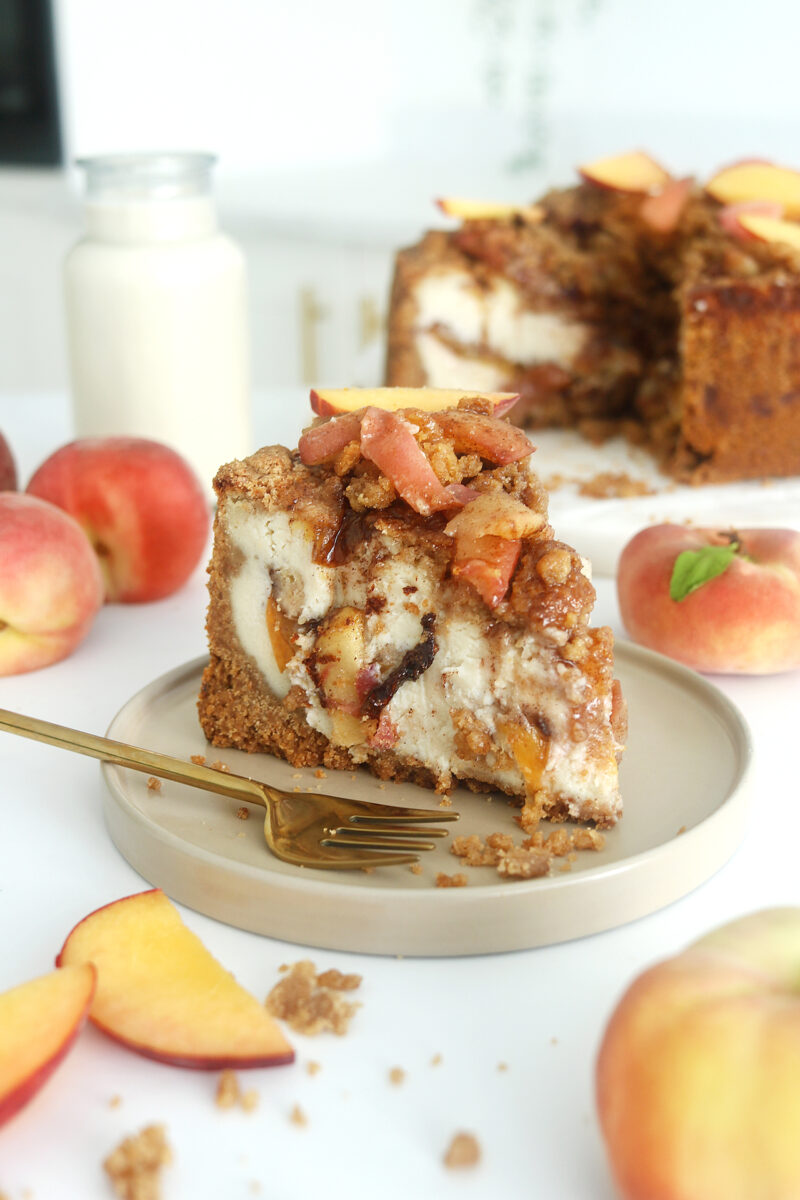 Vegan Peach Cobbler Cheesecake
