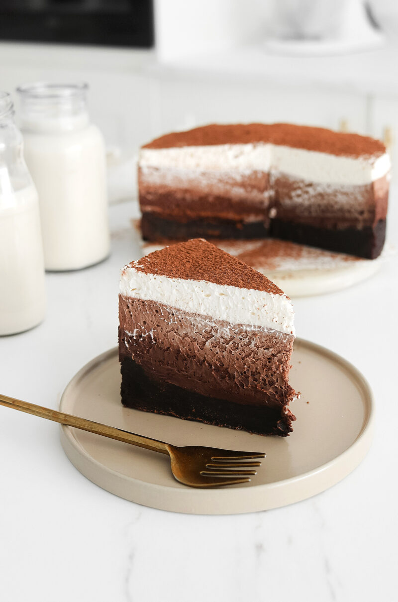 Vegan Chocolate Ombré Mousse Cake