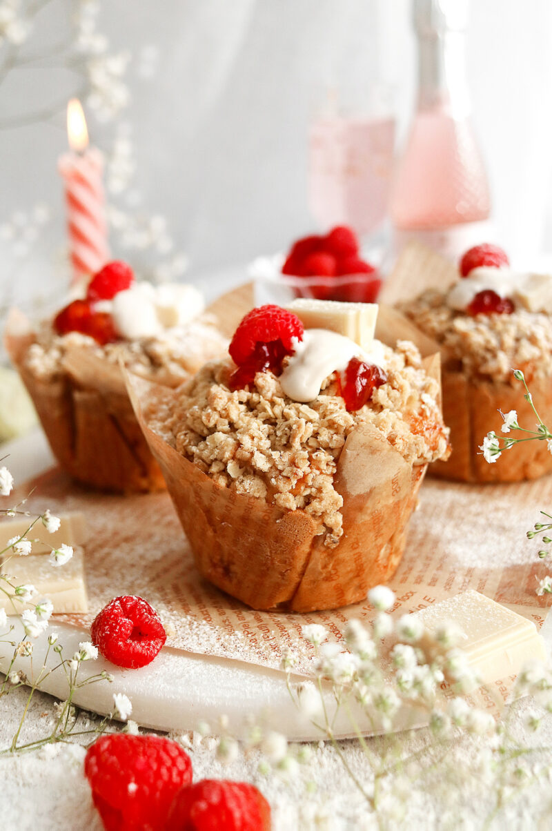 Vegan White Chocolate Raspberry Muffins