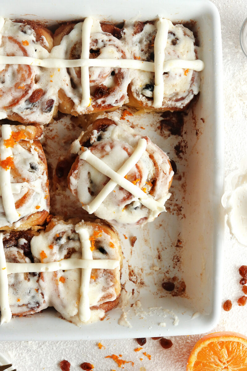 Hot Cross Cinnamon Rolls