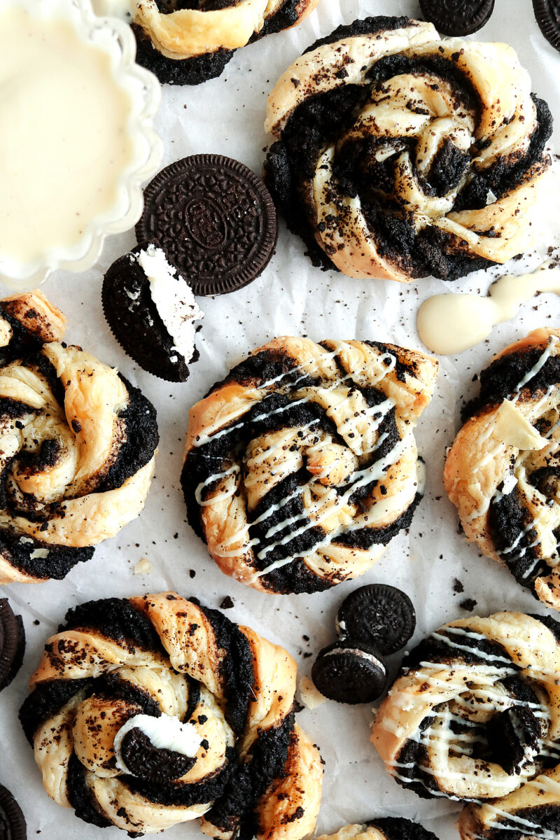 Vegan Oreo Puff Pastry Swirls