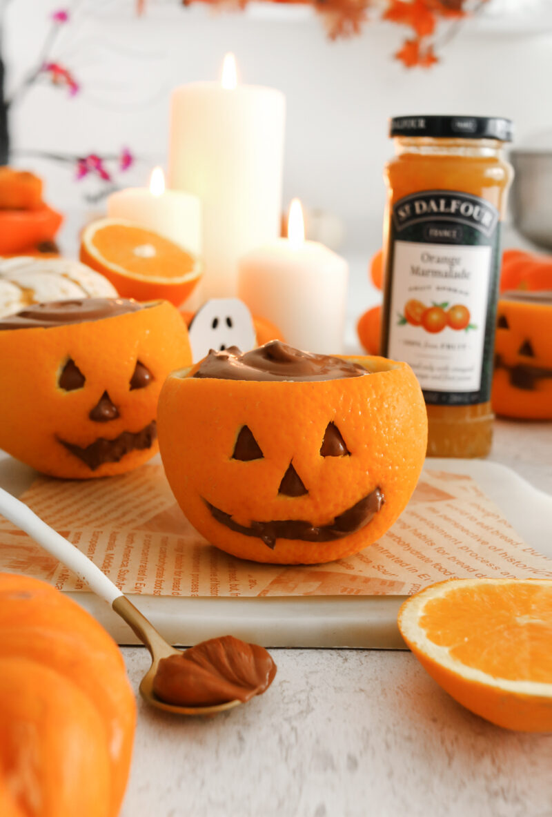 Vegan Chocolate Orange Mousse Jack-O-Lanterns