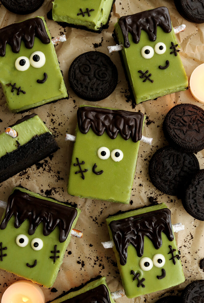 No-Bake Frankenstein Cheesecake Bars