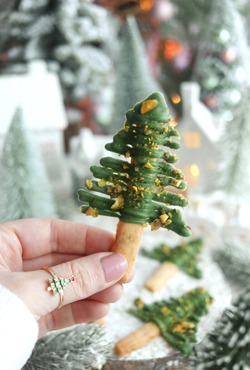 Vegan Pistachio Shortbread Trees