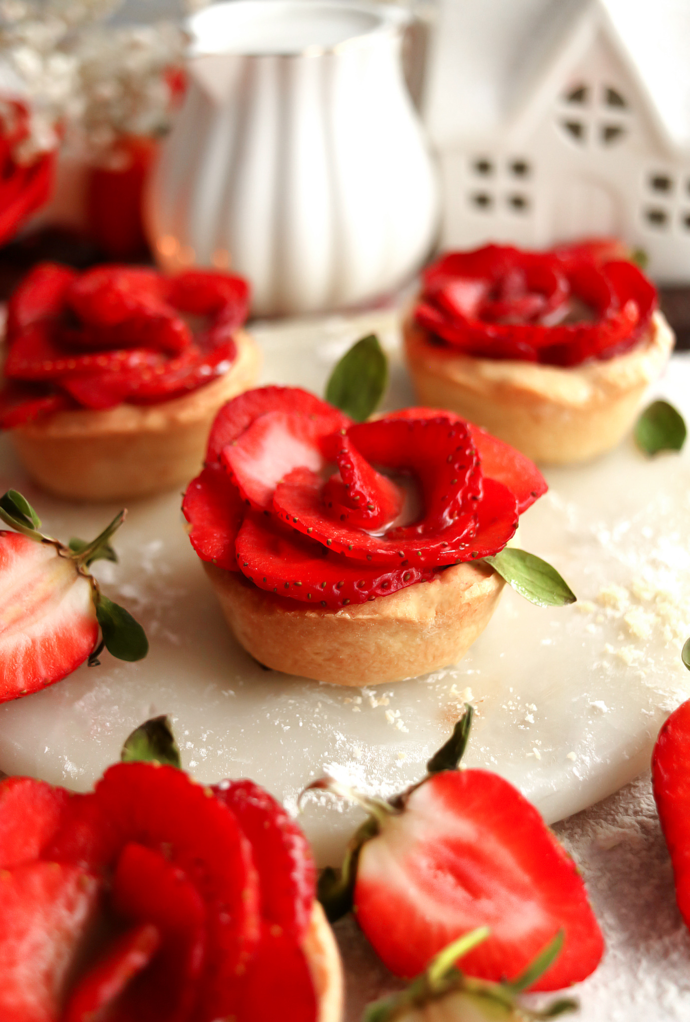 Vegan Strawberry Rose Tarts - The Little Blog Of Vegan