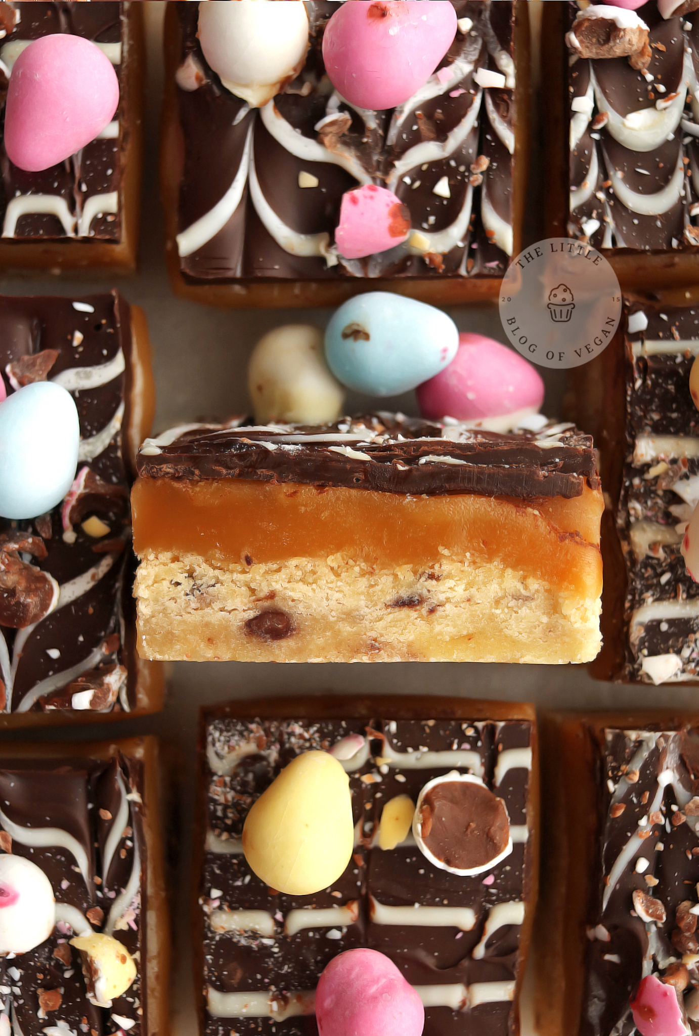 Vegan Mini Egg Millionaires Shortbread - The Little Blog Of Vegan