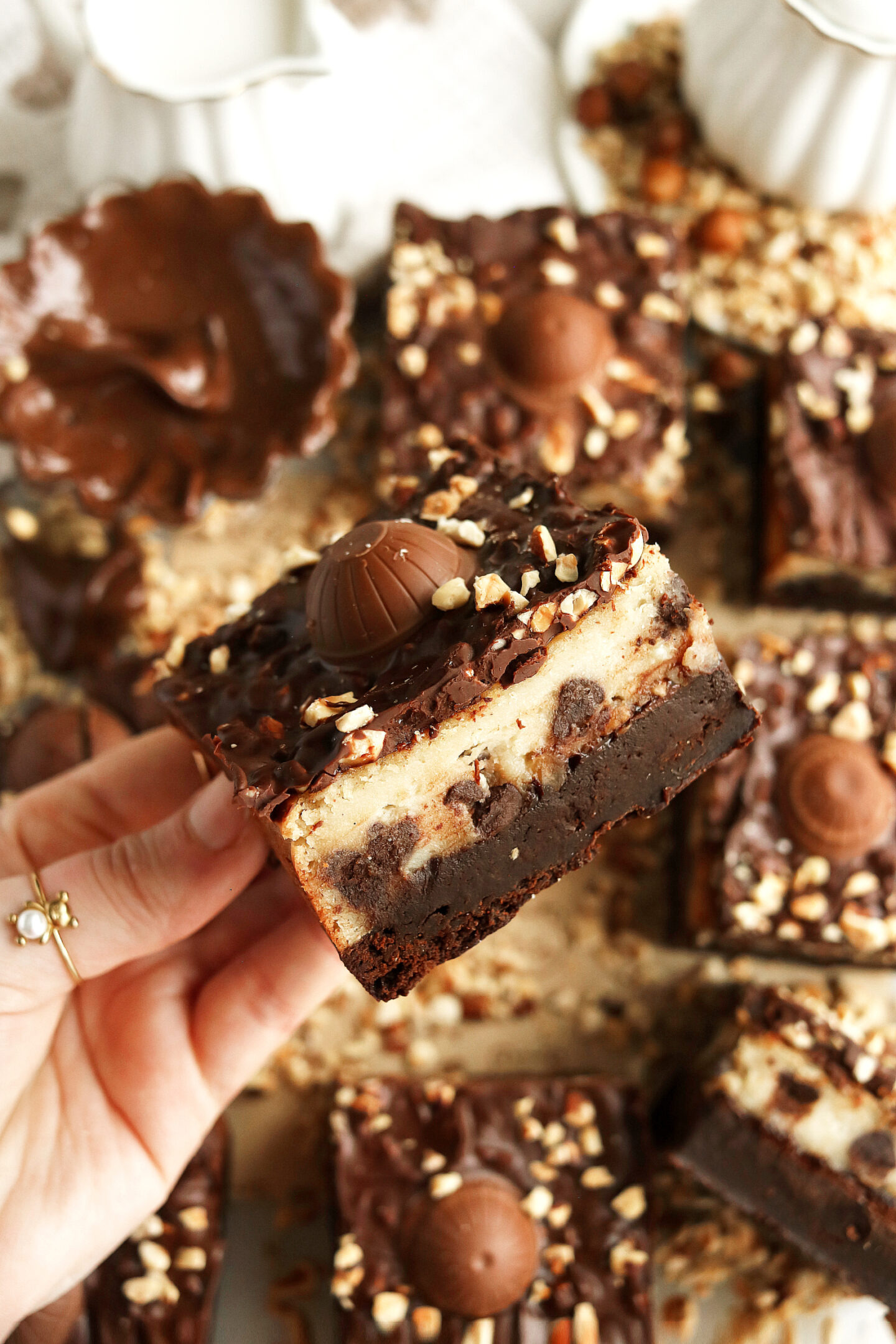 Vegan Ferrero Rocher Cheesecake Brownies